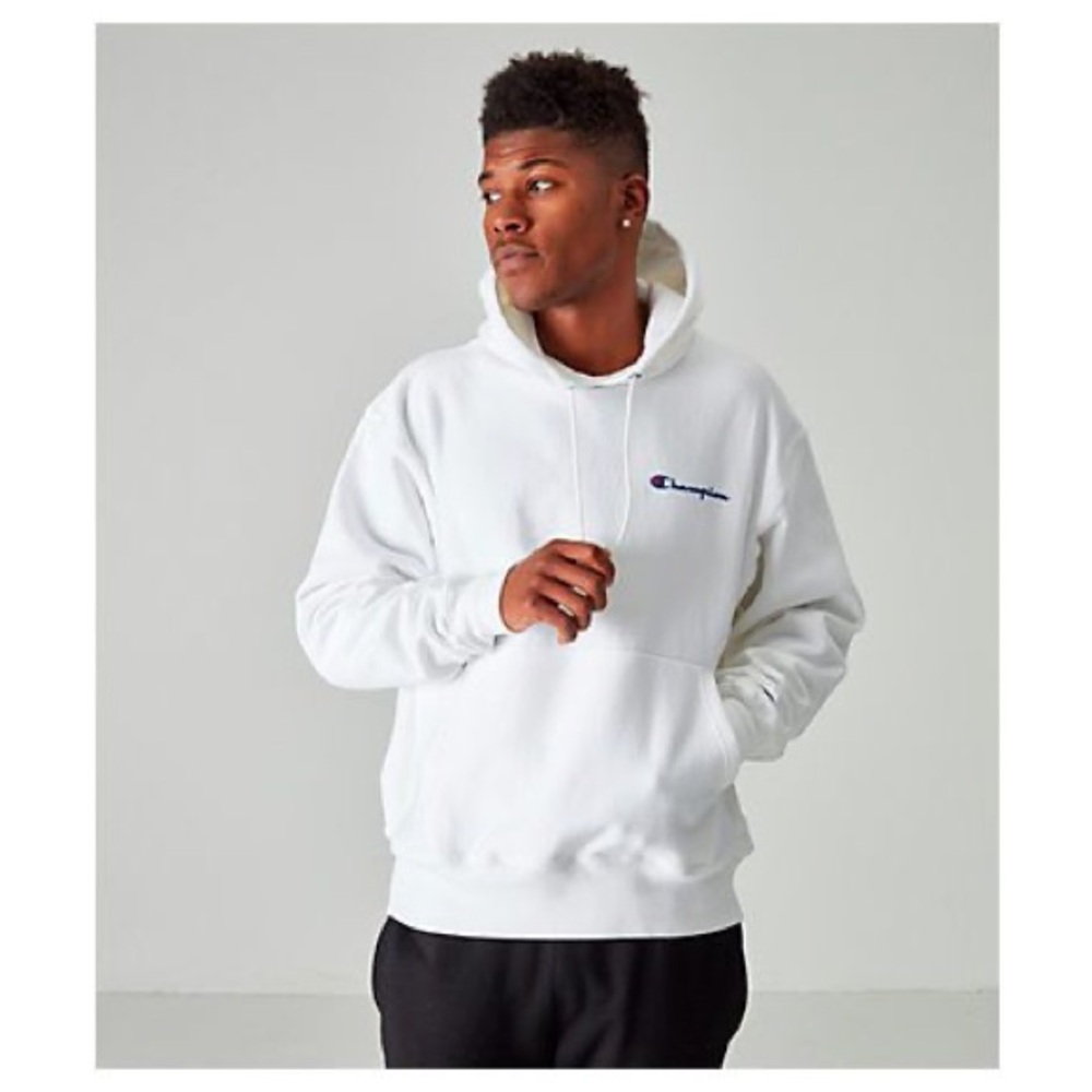 NWT Men’s Champion Classic White Reverse Weave Embroidered Logo Hoodie Size XXL